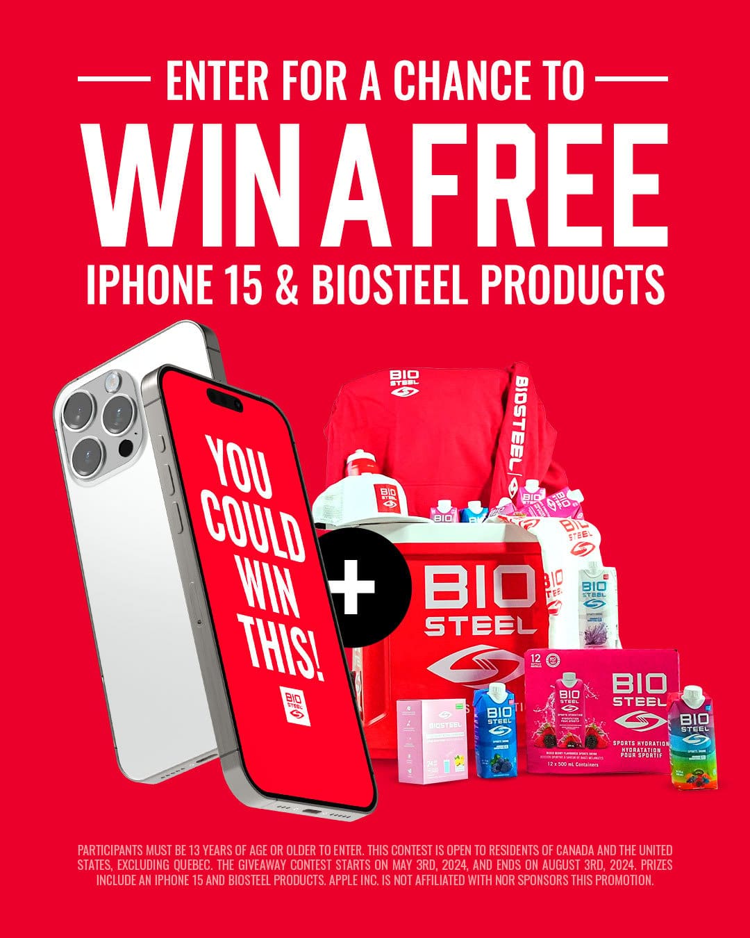 WIN an Iphone 15 And Biosteel Products
