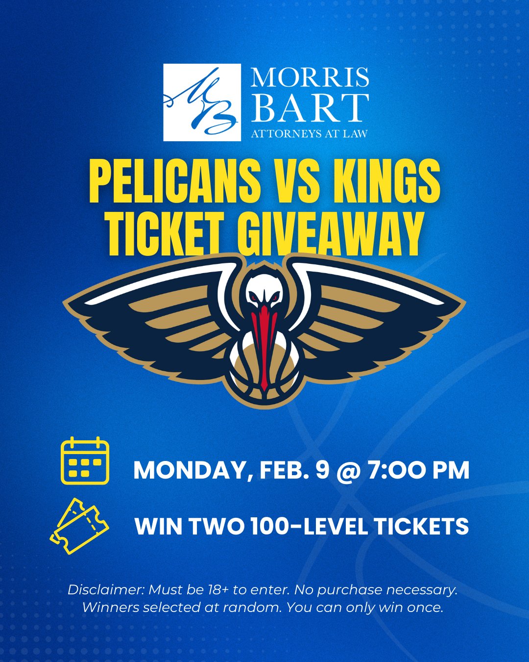WIN a Pair of Lower Bowl Pelicans vs Kings Tickets