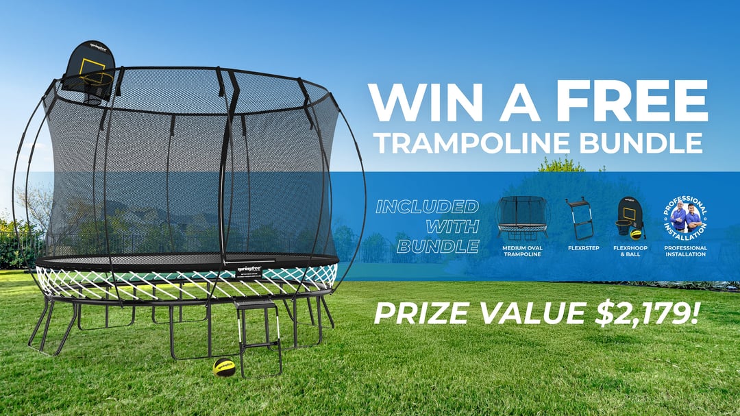 WIN a Springfree 8ft x 11ft Medium Oval Trampoline Bundle