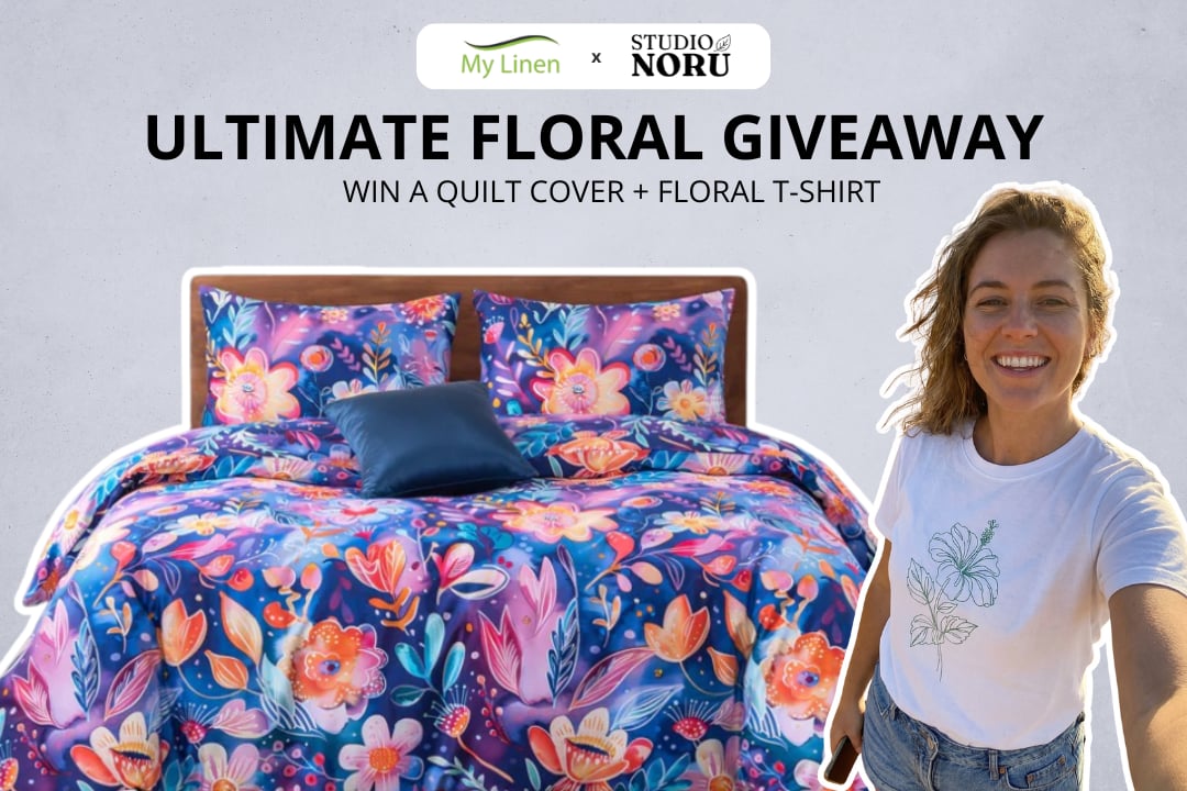 WIN a Midnight Bloom Quilt Cover Set and Studio Noru Floral T-Shirt