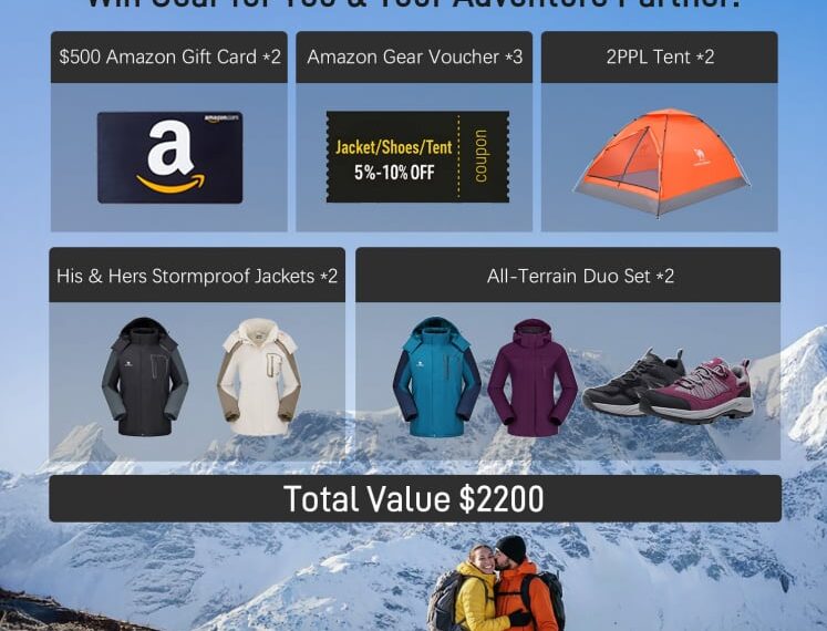 WIN Outdoor Gear for Couples or $500 Amazon Gift Cards