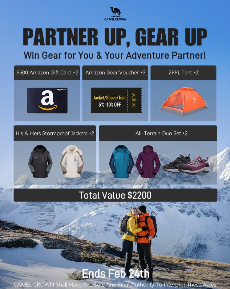 WIN Outdoor Gear for Couples or $500 Amazon Gift Cards