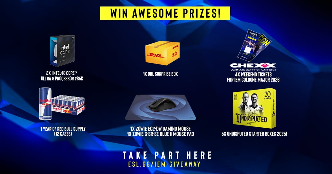 WIN Intel Core Ultra 9 Processors, ZOWIE Gaming Gear & IEM Tickets
