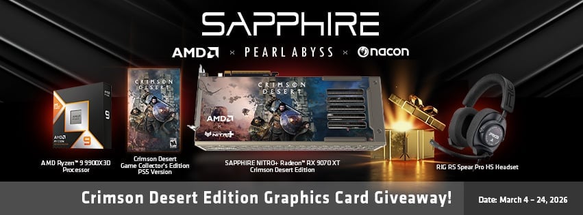 WIN a Sapphire Nitro+ AMD Radeon RX 9070 XT Crimson Desert Edition Graphics Card Bundle