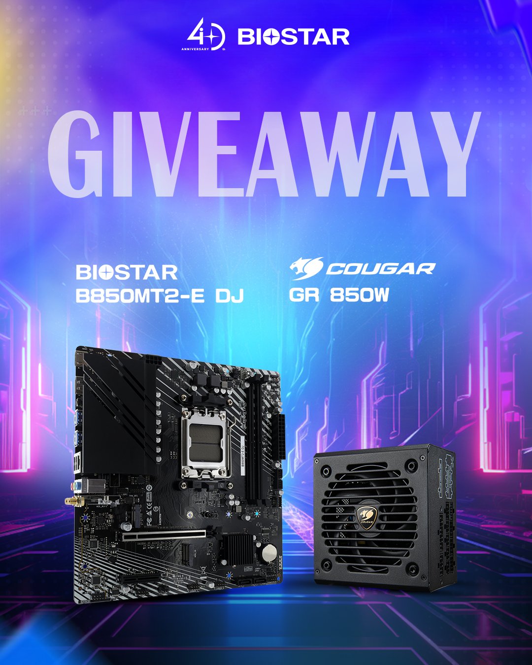 WIN a Biostar B850MT2-E DJ Motherboard and Cougar GR 850W Power Supply