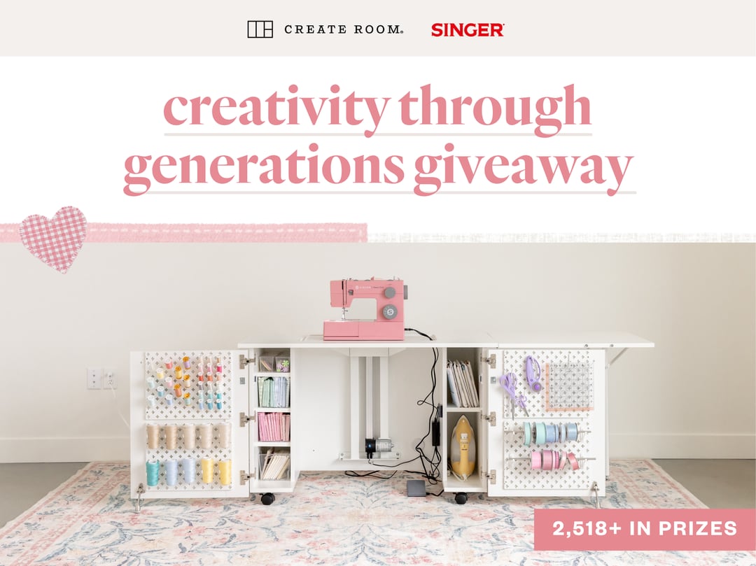WIN a Create Room DreamStation Deluxe, SINGER Pink Sewing Machine, and SINGER Creativate App Membership